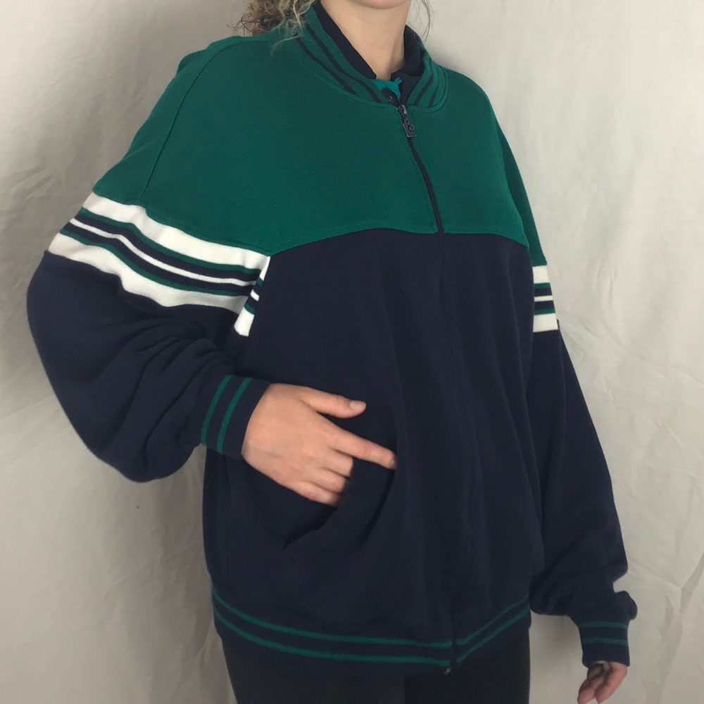 Pierre Cardin Green and Navy Letterman Jacket